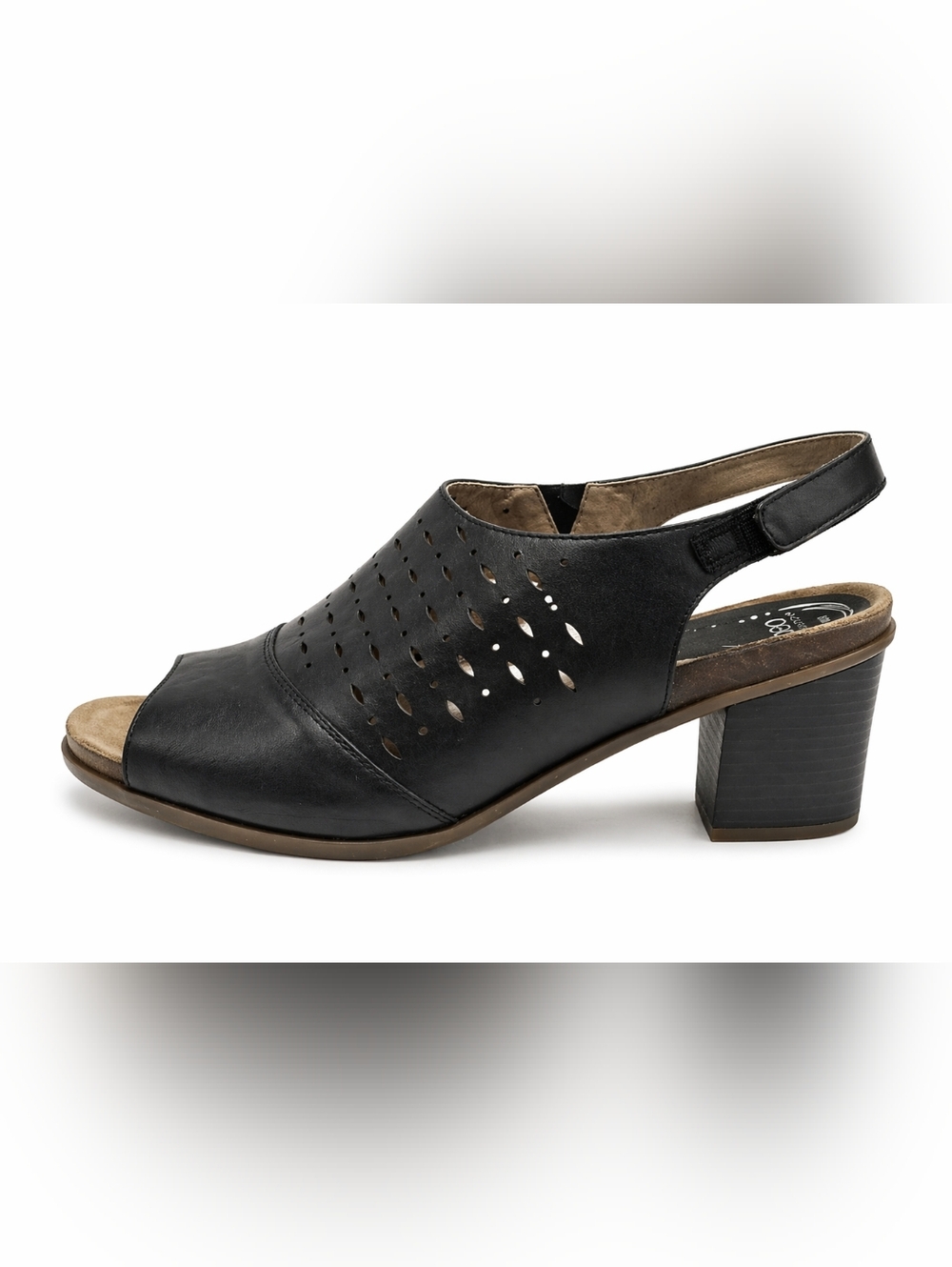 Abeo BioSystem Black Leather Slingback Heels Sz 8WN EUC Casual Chic Offie